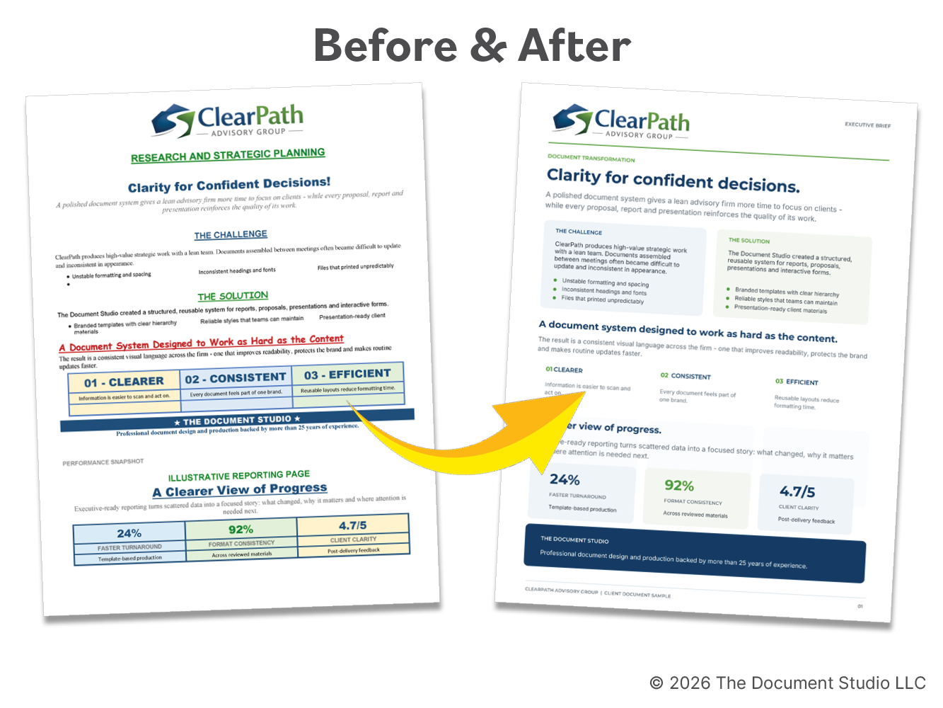 Before and after document by The Document Studio Before and after document by The Document Studio.